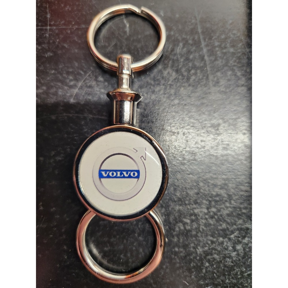 Volvo Keychain Key Ring Swivel Design Car Logo Silver Fan Gift Box